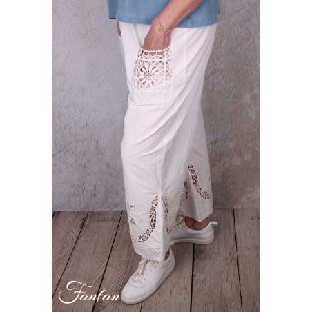 Ewa i Walla Pantalon Ejrin white 11441 Dentelle Coton Bio
