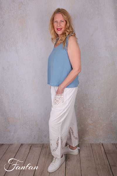 Ewa i Walla Pantalon Ejrin white 11441 Dentelle Coton Bio