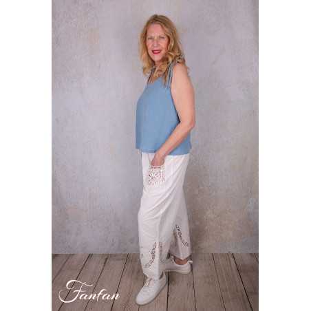 Ewa i Walla Pantalon Ejrin white 11441 Dentelle Coton Bio