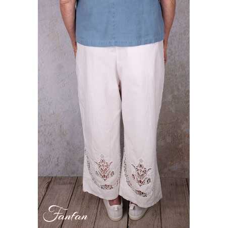 Ewa i Walla Pantalon Ejrin white 11441 Dentelle Coton Bio