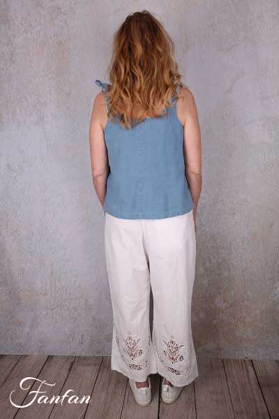 Ewa i Walla Pantalon Ejrin white 11441 Dentelle Coton Bio