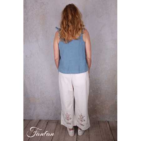 Ewa i Walla Pantalon Ejrin white 11441 Dentelle Coton Bio