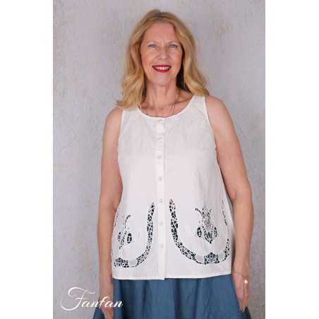 Ewa i Walla Top Laurel 33409 coton bio blanc