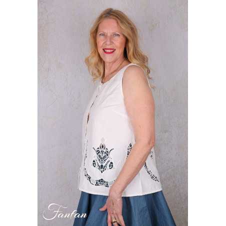 Ewa i Walla Top Laurel 33409 coton bio blanc