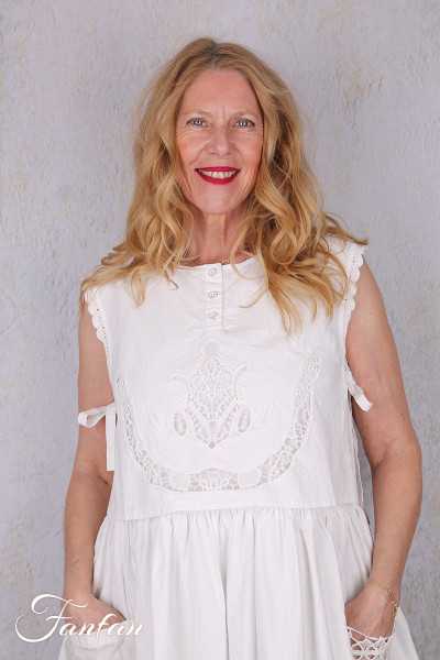 Ewa i Walla Gilet Astri 77628 Broderie Coton Bio Blanc