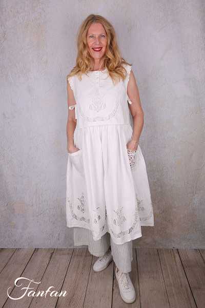 Ewa i Walla Gilet Astri 77628 Broderie Coton Bio Blanc