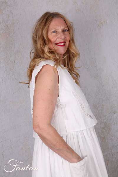 Ewa i Walla Gilet Astri 77628 Broderie Coton Bio Blanc