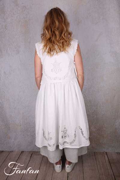 Ewa i Walla Gilet Astri 77628 Broderie Coton Bio Blanc