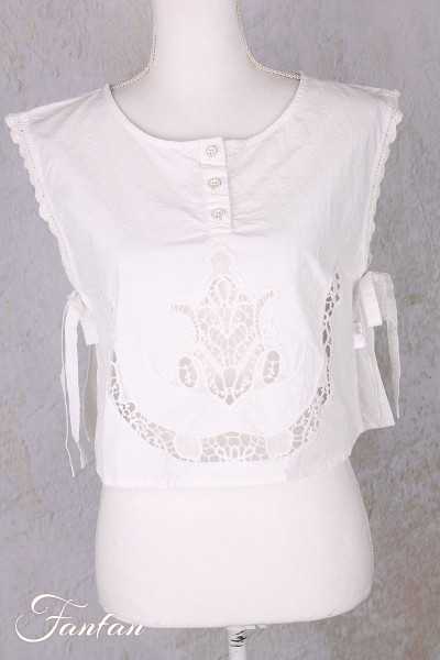 Ewa i Walla Gilet Astri 77628 Broderie Coton Bio Blanc