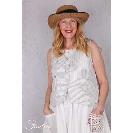 Ewa I Walla gilet Pomona 33413 lin rayé
