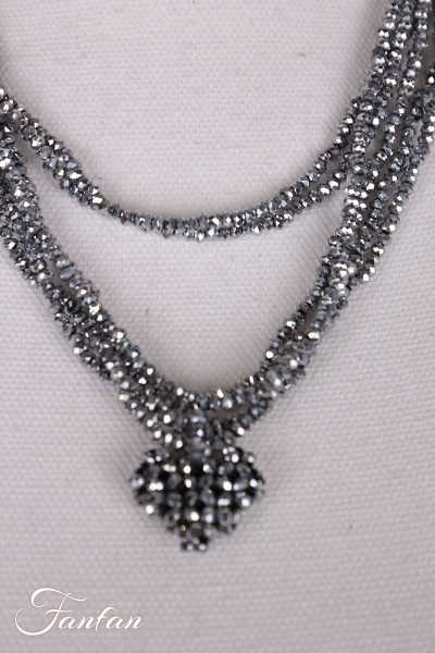 PLÜ-Plus la Vie Collier perles grises Mini heart silver 1569