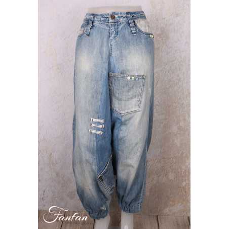 Créateur Sue Pantalon sarouel Patchwork jean's délavé