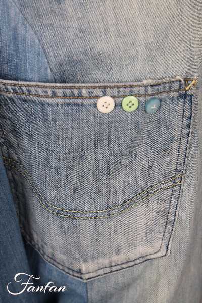 Créateur Sue Pantalon sarouel Patchwork jean's délavé