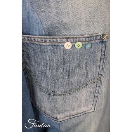 Créateur Sue Pantalon sarouel Patchwork jean's délavé