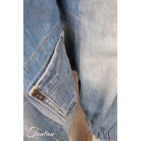 Créateur Sue Pantalon sarouel Patchwork jean's délavé