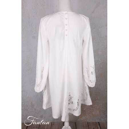 Ewa i walla Tunique 44192 Soli coton blanc brodé