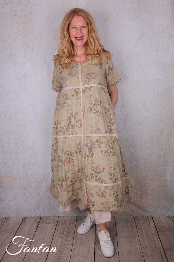 Les Ours Robe Sango Fleurs verveine coton