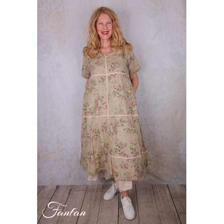 Les Ours Robe Sango Fleurs verveine coton