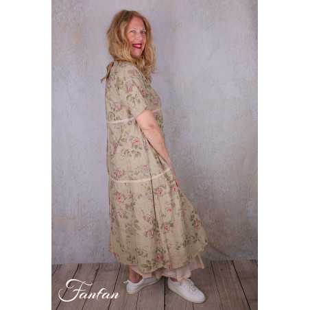 Les Ours Robe Sango Fleurs verveine coton