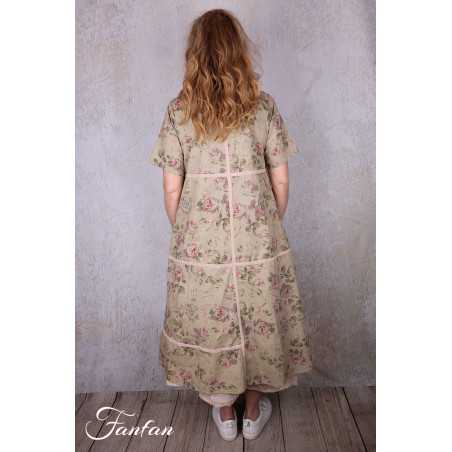 Les Ours Robe Sango Fleurs verveine coton