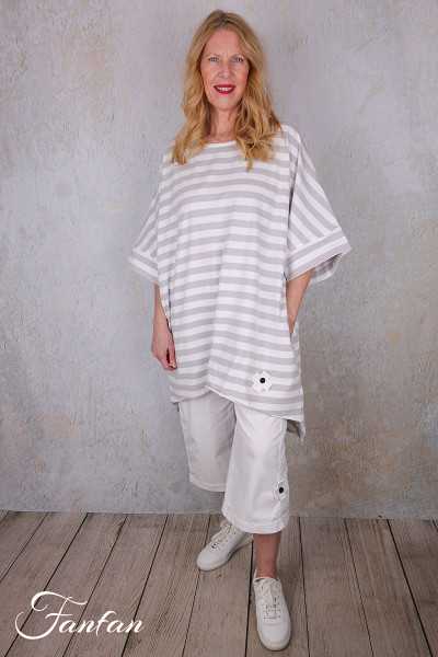 PLÜ-Plus la vie T-shirt ample rayé 5079 cement