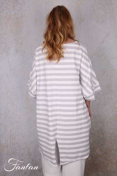 PLÜ-Plus la vie T-shirt ample rayé 5079 cement