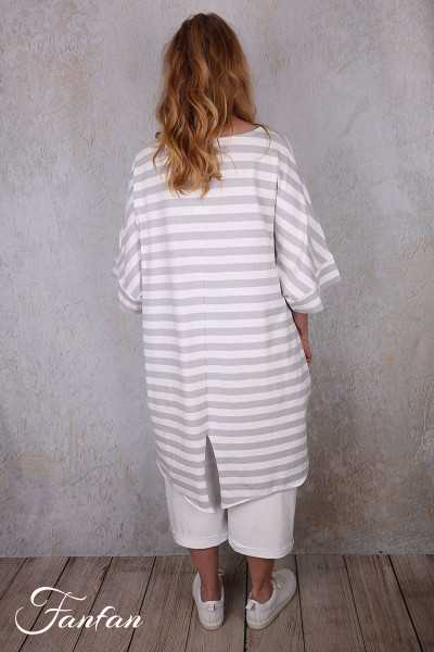 PLÜ-Plus la vie T-shirt ample rayé 5079 cement