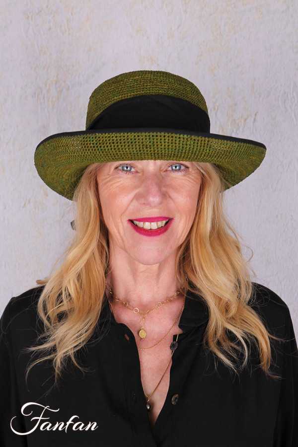 Rabarany Chapeau de soleil en raphia Vert Olive B9F