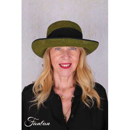 Rabarany Chapeau de soleil en raphia Vert Olive B9F