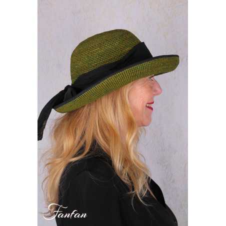 Rabarany Chapeau de soleil en raphia Vert Olive B9F