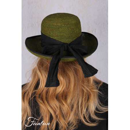 Rabarany Chapeau de soleil en raphia Vert Olive B9F