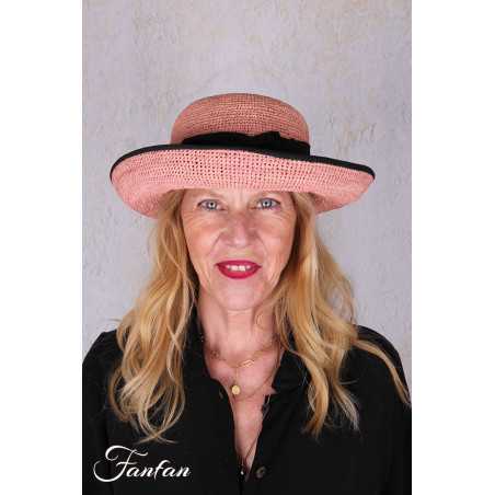 Rabarany Chapeau de soleil en raphia Rose B9F