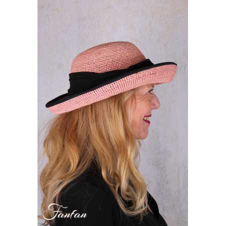 Rabarany Chapeau de soleil en raphia Rose B9F