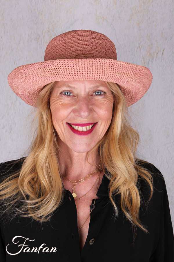 Rabarany Chapeau de soleil en raphia Rose B9NU