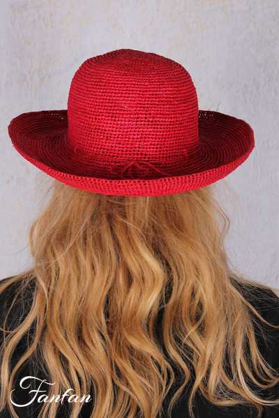 Rabarany Chapeau de soleil en raphia Rouge B9NU