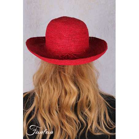 Rabarany Chapeau de soleil en raphia Rouge B9NU