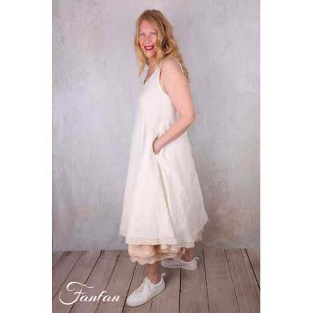 Les Ours Robe Calanga écru coton et lin