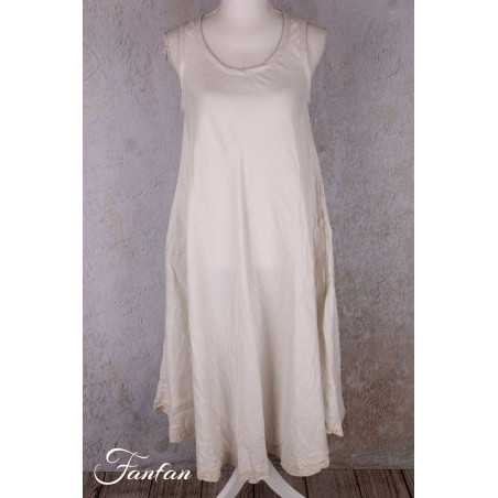 Les Ours Robe Calanga écru coton et lin