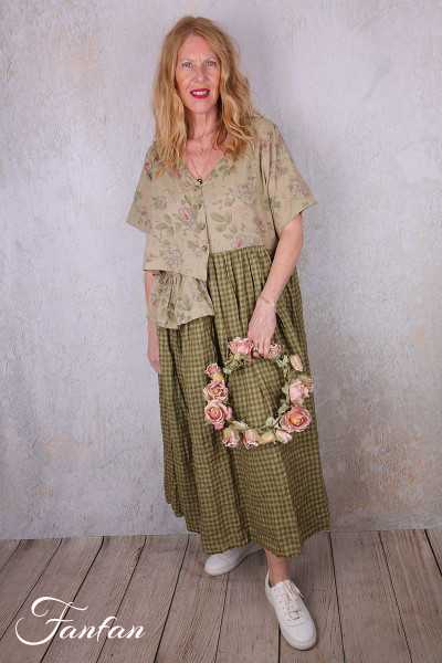 Les Ours Robe Rina Vichy vert lin