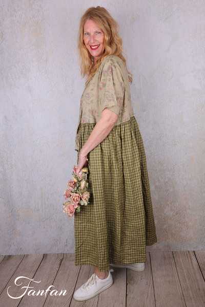 Les Ours Robe Rina Vichy vert lin