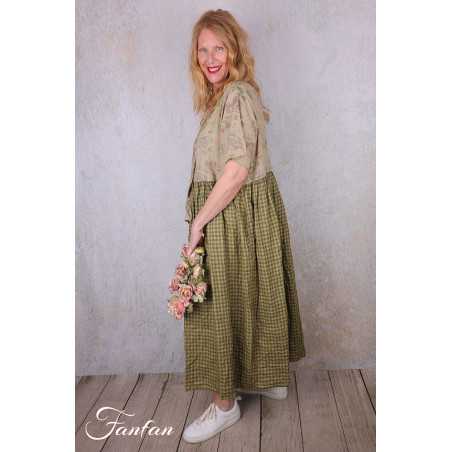 Les Ours Robe Rina Vichy vert lin