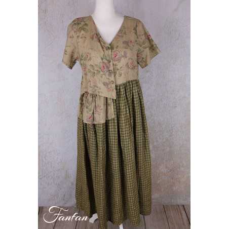 Les Ours Robe Rina Vichy vert lin