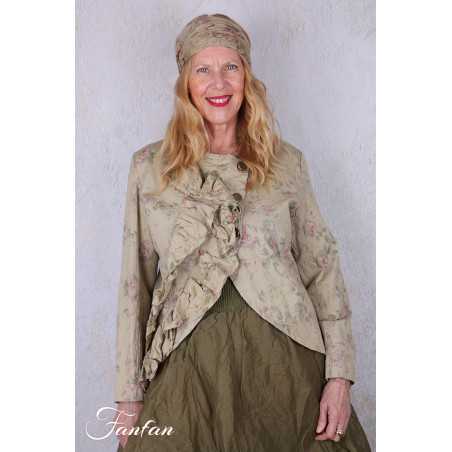 Les Ours Veste Anethi Fleurs verveine en popeline