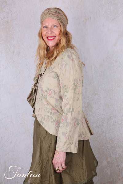 Les Ours Veste Anethi Fleurs verveine en popeline