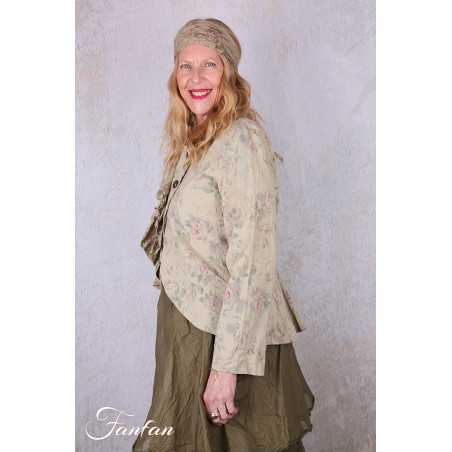 Les Ours Veste Anethi Fleurs verveine en popeline