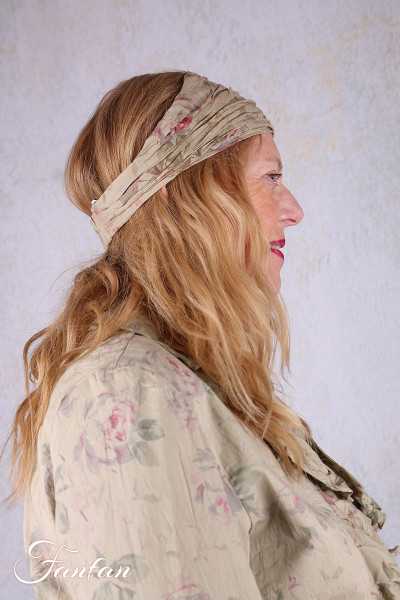 Les Ours Bandeau Fleurs verveine coton