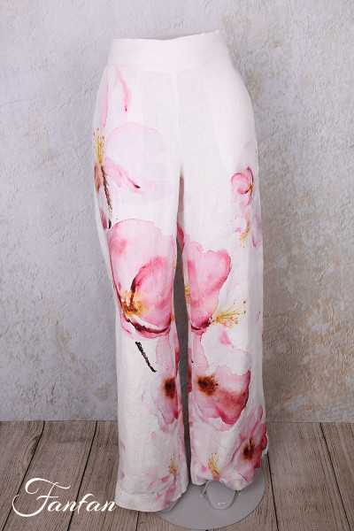 Dolcezza Pantalon 26684 Yuri Kraft Lin à fleurs