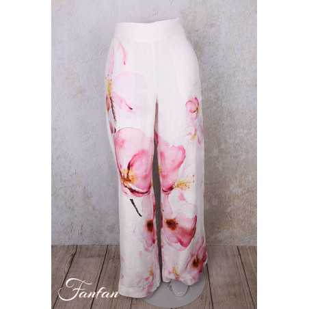 Dolcezza Pantalon 26684 Yuri Kraft Lin à fleurs