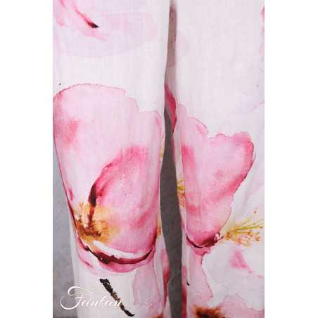 Dolcezza Pantalon 26684 Yuri Kraft Lin à fleurs