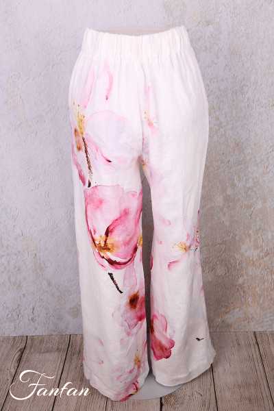 Dolcezza Pantalon 26684 Yuri Kraft Lin à fleurs